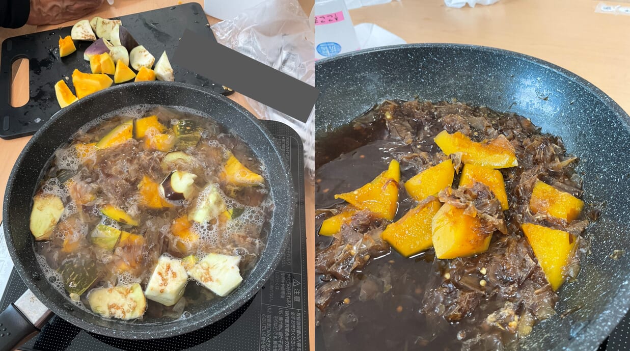 かぼちゃとなすの煮物